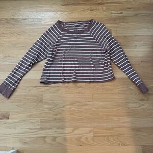 Aerie Long Sleeve Shirt ~ Stripped Mauve
